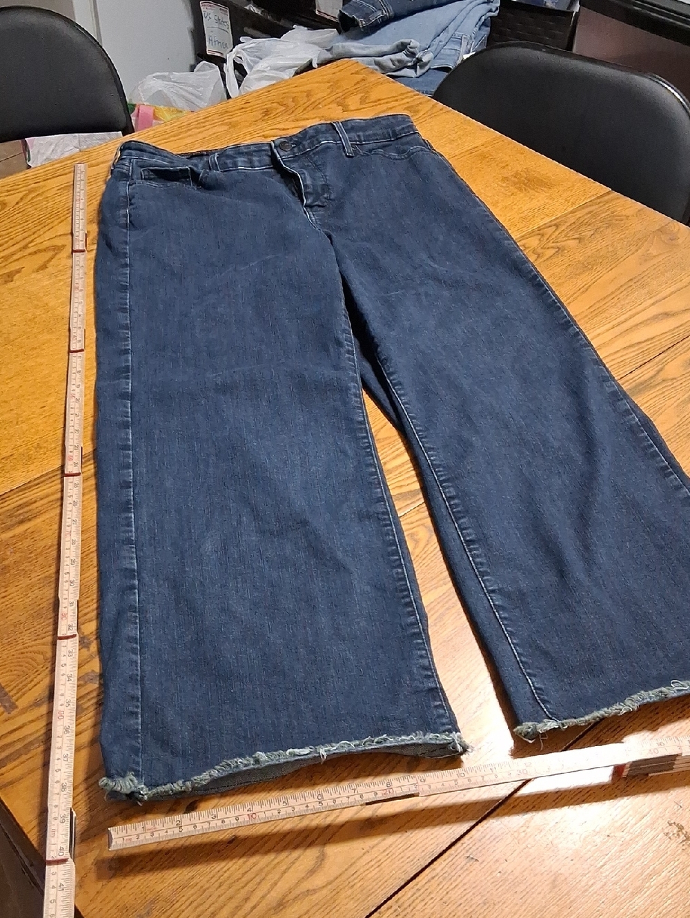 NYDJ Jeans 12 Womens BLUE TERESA Preowned Used WIDE LEGS Pants Denim
